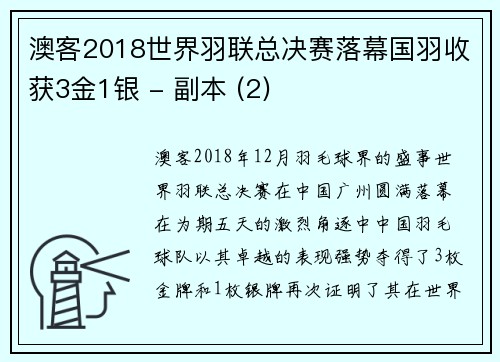 澳客2018世界羽联总决赛落幕国羽收获3金1银 - 副本 (2)